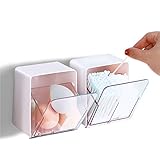 Lawen Creative 2 Set ABS Wattestäbchen Aufbewahrung mit Klare Klappe, Wattepadspender, Wattebausch Staubgeschützter Kasten,Kosmetik Aufbewahrung Halter, klares Badezimmer Aufbewahrung