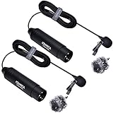 Comica XLR Microphone CVM-V02O 2 Pack 14.76 fts Phantom Power Omni-directional Lavalier Lapel Microphone for Canon Sony Panasonic Camcorders ZOOM H4n H5 H6 Tascam DR-40 DR-60D DR-70D DR-100 Recorders