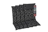 GO-DE Textil Bequeme und attraktive Polsterauflagen für Hochlehner-Gartenstühle (4er-Set, Art Anthrazit, Hochlehner)
