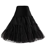 Boolavard® 50er Jahre Petticoat Vintage Retro Reifrock für Wedding Bridal Rockabilly Kleid in Mehreren Farben (L-XXL, Schwarz)