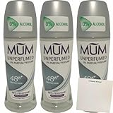 MUM Deo Roll On Unperfumed 3er Pack (3x50 ml) + usy Block