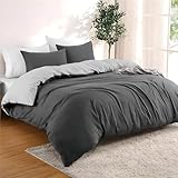 Dreamzie - Bettwäsche Set 155x220 cm mit 2 Kissenbezügen 80x80 cm Dunkelgrau/Hellgrau - 1 Bettbezug 155x220 aus 100% Mikrofaser - Zertifiziert ohne Chemikalien (Oeko TEX)
