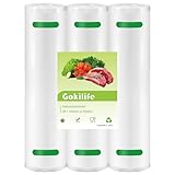 Gokilife Vakuumierbeutel - 3 Rollen 28x600cm Reißfest ca. 350µm, Vakuumierfolie für alle Vakuumierer & Lebensmittel Vakuumiergerät, Profi Folienrollen BPA-frei, Kochfest und Sous Vide Gefrierbeutel