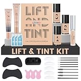 Libeauty Wimpernlifting Set mit Farbe Schwarz, 8ml Wimpernfarbe Schwarz, Wimpernlifting Set und Augenbrauenfarbe, Dauert 6-8 Wochen, Vollständige Werkzeuge, für Salon Und Heimnutzung