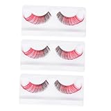 LOLIPPYY 3Paare Farbige Falsche Wimpern für Halloween und Partys Dramatische Augenzubehör für Wiederverwendbare Wimpern für Einzigartiges Make Up