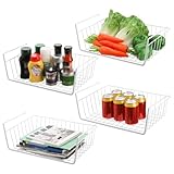 Tebery 4 Stück Unterregal Hängekorb aus Metall Aufbewahrungskörbe, Drahtkorb, Regaleinhängekorb, Aufbewahrungsregale zum Einschieben für Küche, Speisekammer, Schreibtisch, Bücherregal, Weiße