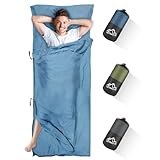 LSTRAGY Hüttenschlafsack - Upgegradeter Mit Durchgehendem und Fußreißverschluss, 2in1 aus Mikrofaser, Ideal für Backpacking, Hostels und Hütten - 220 x 95 cm