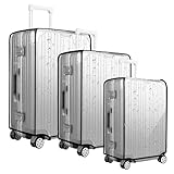 APKOL 3 Stück (20+24+28 Zoll) Kofferschutzhülle Transparent Kofferhülle Kofferschutzhülle PVC Schwarze Grenze Reisekoffer Schutzhülle Koffer Abdeckungen Wasserdicht Durchsichtig