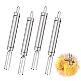 Pellkartoffelgabel aus Edelstahl, 4 Stück 18,3 x 1,9 cm Maisgabel mit 3 Zinken, Wiederverwendbar als Maisspieß, für Mais, Obst, Kartoffeln, Grill, Spülmaschinengeeignet, Silber