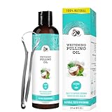 200ml Kokosöl Mundspülung & Zungenschaber Set,Mundziehöl für frischen Atem & Zahnsteinentferner