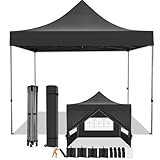 COBIZI Faltpavillon 3x3 Wasserdicht Stabil Winterfest mit Seitenwand,Pop Up Pavillon Partyzelt,Sonnenschutz Gartenpavillon,Pavillon Faltbar mit Tasche mit Rollen(3 mal 3m Schwarz)