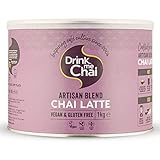 Drink me Chai Artisan Blend Chai Latte 1kg (1er Pack), nur Milch hinzufügen, veganes & glutenfreies Chai Latte Pulver (insgesamt 50 Portionen)