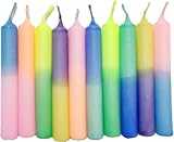 GLOWYBOX Geburtstagskerzen für Kerzenring Kerzen für Kindergeburtstag bunte Kinderkerzen Geburtstagszug Minikerzen bunt Baumkerzen bunt neon dip Dye Kerzen regenbogen pastell