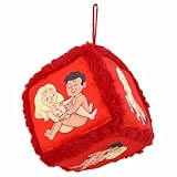 Sex Würfel aus Plüsch – 12 x 12 cm – Mit Motiven & Schlaufe – Weicher Plüsch-Rand – Lustiges Erotik-Gadget (Rot)