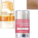 Equrhsa Fußpflegecreme für rissige Füße, Fußbalsam-Stick für trockene Fersen, intensive Feuchtigkeitscreme mit Sheabutter und Kokosnussöl, Anti-Riss-Fersenbalsam für harte Haut (2 Stück)