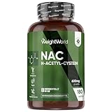 NAC Kapseln - N Acetyl Cystein - 180 vegane Kapseln - 600mg je Kapsel - 6 Monate Vorrat - Frei von Gluten, Magnesiumstearat - Von WeightWorld