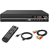 VATI DVD-Player für Fernseher, regionenfreier HDMI-DVD-Player für Smart-TV, unterstützt 1080P Full HD mit HDMI-Kabel, Fernbedienung, USB-Eingang