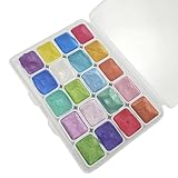 Mini-Aquarellfarben-Set, 20 Schimmernde Farben mit Glitzereffekten, tragbarer, Stabiler Wasserfarbenkasten für Anfänger und Kinder (D One Size)