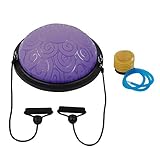 Balance Ball Trainer, 46cm Anti-Rutsch Balance Board Halbkugel Gymnastikball Yoga Halbball mit Widerstandsbändern für Yoga Fitness Krafttraining Training