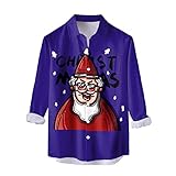 Männer Casual Langarm Herbst Winter Weihnachten 3D Gedruckte Shirts Mode Top Bluse Shirts Hemd Blau Gestreift Herren