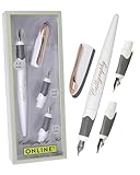 Online Air Kalligrafie Set White Rose I Schönschreibfüller mit Kombipatrone & 3 Federn in den Strichstärken 0,8/1,4/1,8mm I Kalligraphie Füller Geschenkset I für Standard-Tintenpatronen & Konverter