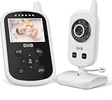 GHB Babyphone mit Kamera Video Baby Monitor 2,4 GHz Gegensprechfunktion ECO Modus Lange Akkulaufzeit Nachtsicht Temperatursensor Schlaflieder