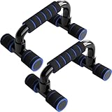 Liegestützgriffe Push Up Bars Fitnessstudio-Übungsgeräte Fitness 1 Paar Liegestützgriffe mit Gepolstertem Schaumstoffgriff und Rutschfester, Stabiler Struktur für Männer & Frauen (Blau)