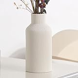 Weiß Keramik Vase für Dekoration, Minimalistische Deko, Moderne Heimdekoration, Weiße vasen für Pampasgras, Tisch, Regal, Bücherregal, Kaminsims und Eingangsbereich (20,3 cm)