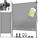 tillvex® Klemmmarkise Senkrechtmarkise 100x310cm Grau mit Handkurbel ohne Bohren | Sichtschutz Ausziehbar & Blickdicht | Vertikalmarkise Balkon Terrasse Garten | Sichtschutzrollo Wetterfest
