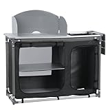 CampFeuer Campingschrank | Campingküche mit Aluminiumgestell | Spritzschutz und Waschbecken | 117 cm x 50 cm x 109,5 cm | Camping Regal, Campingschrank klappbar, Camping Küche, Camping Möbel