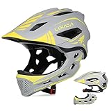 Fahrradhelm Kinder Helm Fullface Abnehmbar Unisex 52-58cm Children's Helmet 2-In-1 Integrated Größenverstellbar- Mit Abnehmbarem Kinnschutz Helmet inliner Für Fahrräder, Skateboards Lixada