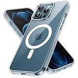 JETech Magnetisch Hülle für iPhone 12 Pro Max 6,7 Zoll Kompatibel mit MagSafe Kabellosem Laden, Stoßfeste Stoßstange Handyhülle, Kratzfeste Transparente Rückseite (Durchsichtig)
