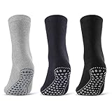 3 oder 6 Paar ABS Socken Herren Damen Anti Rutsch Socken Baumwolle 8600 WP (Schwarz Blau Grau 3 Paar 39-42)