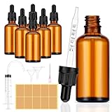 Collazoey 6 pcs 50 ml Pipettenflasche,Inklusive 7 Stk Hilfszubehör,Braunglasflasche,Apothekerflaschen mit Tropfenpipette,für ätherische Öle, Parfümöle, Flüssigfarbstoffen Aromatherapie Mischungen