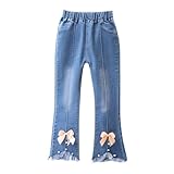 Kinder, Kleinkinder, Mädchen, lässige Jeans, elastische Taille, Denim, weites Bein, Kleinkind-Hose (3-4 Years)