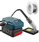 Akku Lötkolben für Bosch 18V GBA Akku,Lötkolbenständer Work für Bosch 18V Batterie,60W LCD Einstellbar Temperatur 180-480°C Cordless Lötkolben mit 50g Lötdraht(Batterie nicht inbegriffen)