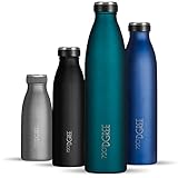 720°DGREE Edelstahl Trinkflasche “milkyBottle” - 1L - BPA-Frei, Auslaufsicher, Kohlensäure geeignet - Thermosflasche für Sprudel, Sport, Uni, Schule, Fitness, Outdoor, Camping