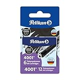 Pelikan 330803 Standard-Tintenpatronen 4001, 2 Etuis, in Blisterverpackung, brillant schwarz