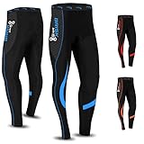 Brisk Bike Fahrradhose lang Herren Fahrradhose gepolstert Fahrradhose Herren lang (Blue/Black, XL)