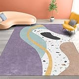 RUGMRZ Kurzflor TeppichZimmer Teppich Rug Carpet 250x300CM teppiche & matten LilaBlauer waschbarer Teppich im modernen minimalistischen Design Kinder Teppich