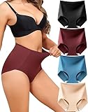 Levao Shapewear Damen Bauchweg Unterhose Hohe Taille Nahtlos Figurformende Taillenslip Atmungsaktive High Waist Unterwäsche Frauen 4er Pack S-XXL