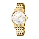 Festina Swiss Made Damen Armbanduhr Edelstahl 316L Gold - Quarzwerk - Saphirglas - Wasserdicht bis 5 ATM - Kalender F20021/1 - Classic Steel