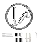 Haoruifu 5m Wandhalterung Set, Vorhang Draht Seil Edelstahl, Gardine Stahlseil, für Vorhang, Foto-Draht, Wäscheleine, Spanndraht, Spanndraht, Duschvorhänge