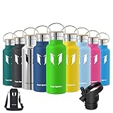 Super Sparrow Trinkflasche Edelstahl - 500ml - Auslaufsicher Thermoskanne, BPA-Frei Wasserflasche - Kohlensäure Thermosflasche für Kinder, Sprudel, Sport, Uni, Schule, Fitness, Outdoor, Camping