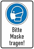 Daged Bitte Maske Tragen Aufkleber 23x16 cm Hinweiszeichen Sicherheitszeichen Sticker T-133