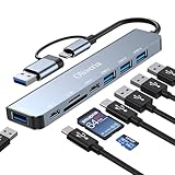 USB C Hub 3.0, 8 in 2 USB Hub 3.0 Multiport Adapter mit SD&TF Kartenleser, USB 3.0&USB 2.0 Ports, USB-C Anschluss, USB Typ C Hub für MacBook Air/Pro, Galaxy, iPad, Windows usw