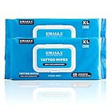 EMALLA Cleansing Meersalz Tattoo-Reinigungstücher 2pcs(96 Stück) Alkoholfreie Pflanzenfaser, Tattoo-Nachpflege, Zubehör für Tinte Tattooing Hautpflege