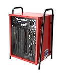 DEDRA Elektro-Lufterhitzer 9 kW, 400 V, quadratisch, nützlich in geschlossenen Räumen, Thermostat, Drei Betriebsarten, einstellbare Temperaturregelung, Metallgehäuse, hohe Leistung