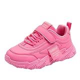 TDEOK Mode alle Jahreszeiten Kinder Sportschuhe Mädchen Flache Sohle Dicke Sohle rutschfeste leichte Schnürung Hakenschlaufe einfarbig bequem lässig Teenager Mädchen Schuhe (Hot Pink, 27 Toddler)