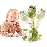 TUMAMA Sprechende Tanzende Dinosaurier Spielzeug,Elektronische Dinosaurier Plüsch-Musikspielzeug mit Aufnahme Wiederholend Sprechen,Singende Dinosaurier Baby Spielzeug Geschenke